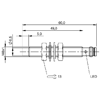 DPI M08 PNP NO P4mm non noyé lg60(44)mm Inox 10-30Vdc / M08 3P-Lire la description