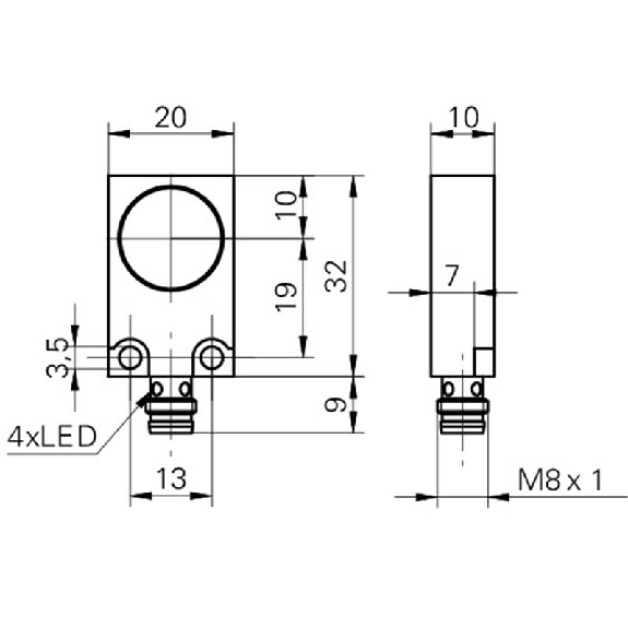 DPI Rect. NPN NF P5mm noyé 20x10x32mm 10-50Vdc / M08 3P-Lire la description