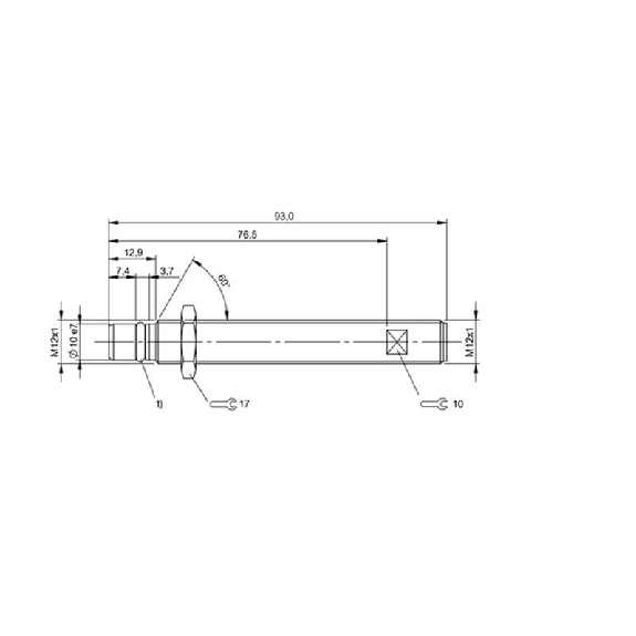 DPI HP M12 PNP NO P1,5mm noyé lg93mm Inox 500bar +80°C / M12 4P-Lire la description