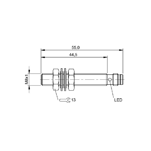DPI M08 NPN NO P1,5mm noyé lg55mm Inox 10-30Vdc / M08 3P-Lire la description
