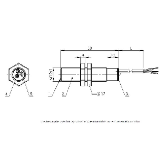 DPC M12 PNP NO P4mm noyé Pot. lg50(40)mm Inox 12-35Vdc / Câble 2m PUR-Lire la description