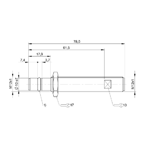 DPI HP Atex M12 PNP NO P1,5mm noyé lg78(60)mm 500bar +80°C / M12 4P-Lire la description