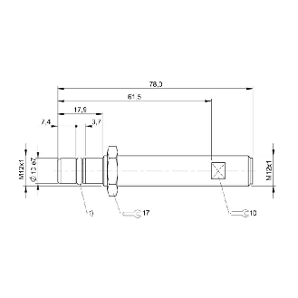DPI HP Atex M12 PNP NO P1,5mm noyé lg78(60)mm 500bar +80°C / M12 4P-Lire la description