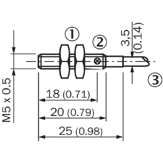 DPI M05 NPN NO P1,5mm noyé lg25(20)mm Inox 10-30Vdc / Câble 2m PUR-Lire la description