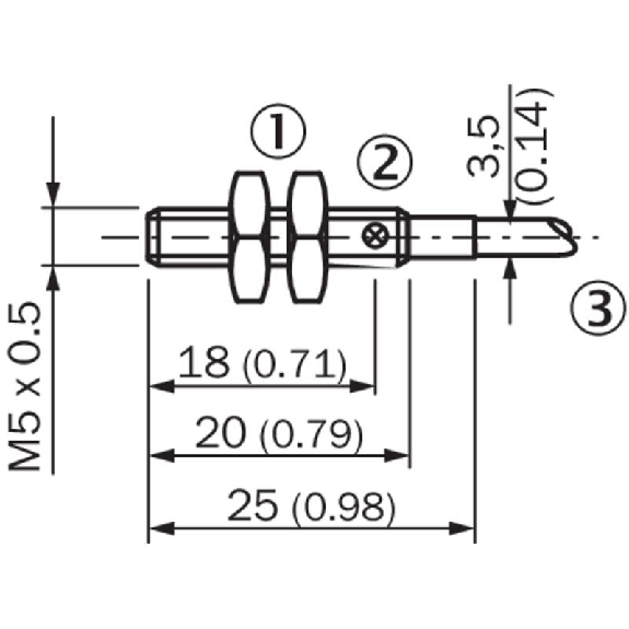 DPI M05 NPN NO P1,5mm noyé lg25(20)mm Inox 10-30Vdc / Câble 2m PUR-Lire la description
