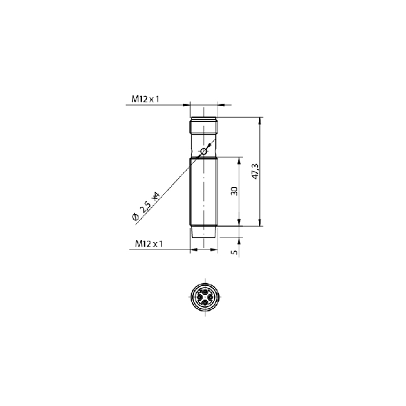DPI M12 PNP NO+NF P4mm non noyé (47,3)30mm Laiton / M12 4P-Lire la description
