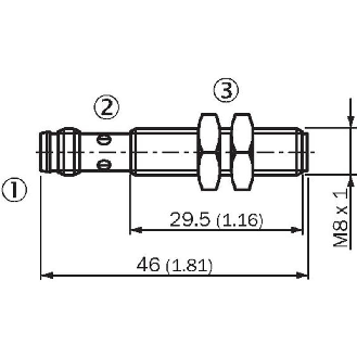DPM M08 PNP NO P60mm noyé lg46(29.5)mm Laiton 10-30Vdc / M08 3P-Lire la description