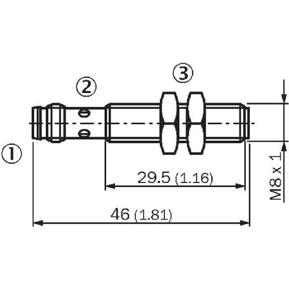 DPM M08 PNP NO P60mm noyé lg46(29.5)mm Laiton 10-30Vdc / M08 3P-Lire la description