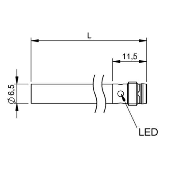 DPI D6.5 PNP NO P2mm noyé lg55mm Inox 10-30Vdc / M08 3P-Lire la description