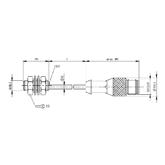 DPI M08 PNP NO P1,5mm noyé lg20mm Inox 10-30Vdc / M12 4P+C1.5m-Lire la description