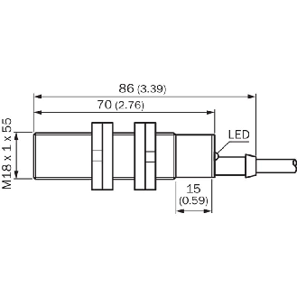 DPC M18 PNP NO+NF P3-8mm noyé Pot. Plast. 10-36Vdc / Câble 2m-Lire la description