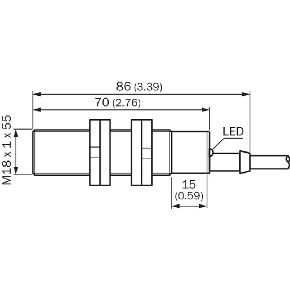 DPC M18 PNP NO+NF P3-8mm noyé Pot. Plast. 10-36Vdc / Câble 2m-Lire la description