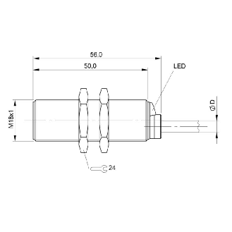 DPI M18 PNP NO P5mm noyé lg56mm Laiton 12-30Vdc / Câble 3m PVC-Lire la description