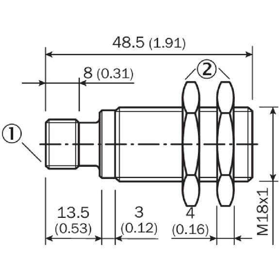 DPI M18 ANA 4-20mA/0-10V P0-10mm quasi noyé lg45.5(35)mm / M12 4P-Lire la description