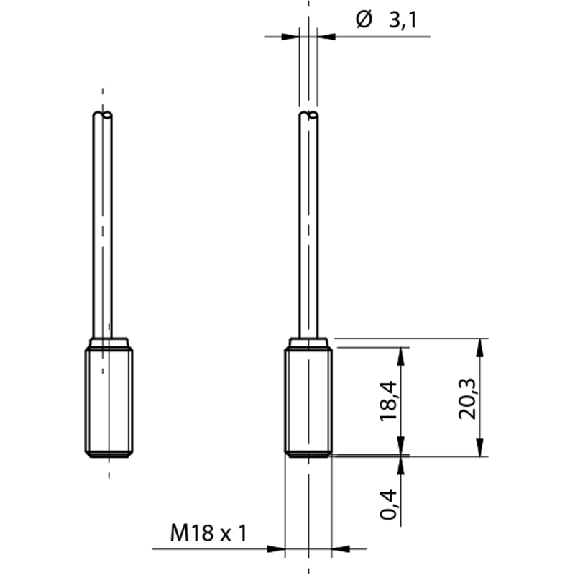 DPI M08 PNP NO P2mm noyé 18,4mm Inox 10-30Vdc Câble 2m PUR-Lire la description