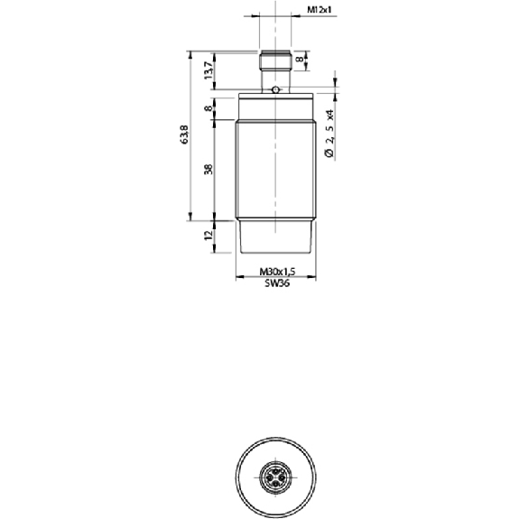 DPI M30 2 fils AC NO P15mm non noyé / M12 4P-Lire la description