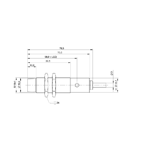 DPI M18 PNP NO P8mm non noyé lg76.5(40.5)mm Inox / Câble 3m PUR-Lire la description