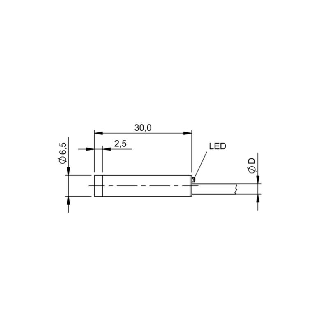 DPI D6,5 PNP NO P2,5mm non noyé lg30mm Inox 10-30Vdc / Câble 10m PVC-Lire la description