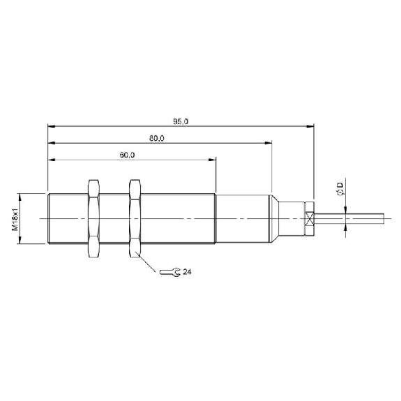 DPI HT M18 PNP NO P5mm noyé lg95mm Inox -25/+160°C / Câble 5m PTFE DPI HT M18 PNP NO P5mm noyé lg95mm Inox -25/+160°C / Câble 5m PTFE-Lire la description