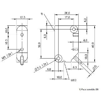 DPI Rect. PNP NO P2mm noyé 26x40x12mm 10-30Vdc / Câble 2m PUR-Lire la description