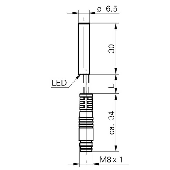DPI D6,5 PNP NF P2mm noyé lg30mm 10-30Vdc / M08 3P+C0.2m-Lire la description
