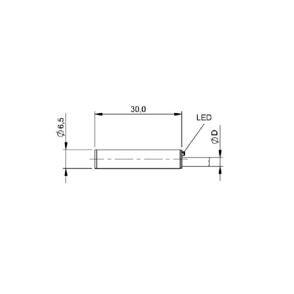 DPI D6,5 PNP NO P2mm noyé lg30mm Inox 10-30Vdc / Câble 3m PUR-Lire la description