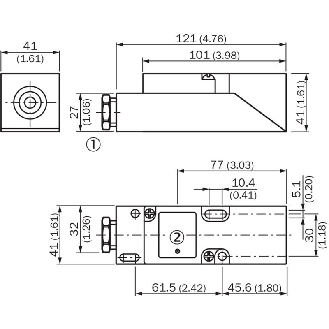 DPI Rect. 2 fils AC/DC NO/NF P20mm non noyé 40x40mm 20-250V / Bornes-Lire la description