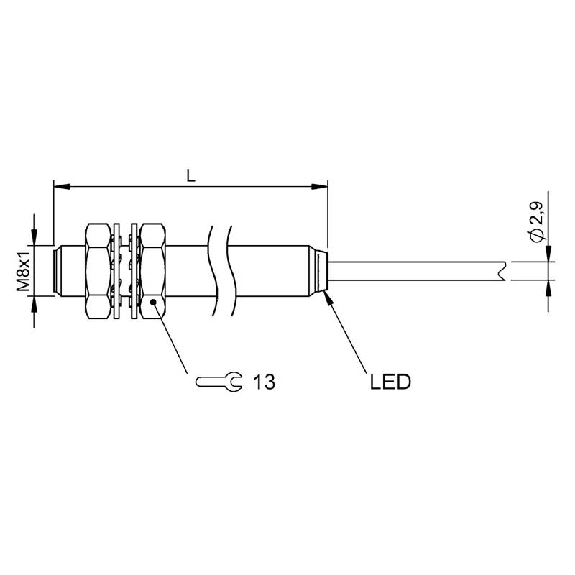 DPI M08 PNP NO P2mm noyé lg50mm Laiton 12-30Vdc / Câble 2m PVC-Lire la description