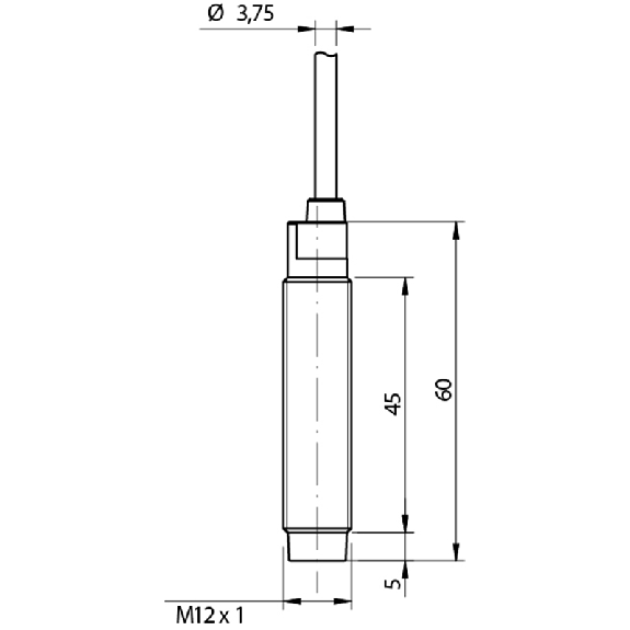 DPI M12 2 fils DC NO P4mm non noyé 60(45)mm Laiton 10-30Vdc Câble 2m-Lire la description