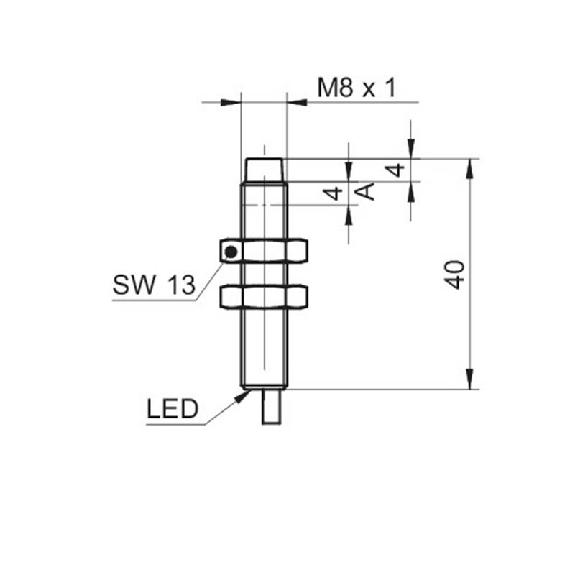 DPI M08 NPN NF P6mm non noyé lg40mm Métal 6-36Vdc IP67 / Câble 2m-Lire la description