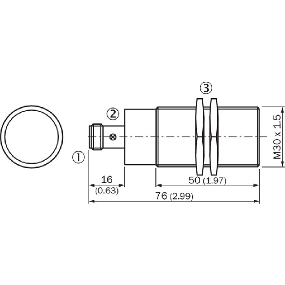DPI M30 PNP NO P15mm noyé lg76(50)mm Laiton 10-30Vdc / M12 4P-Lire la description