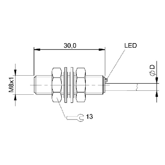 DPI M08 PNP NF P2mm noyé lg30mm Inox 10-30Vdc / Câble 2m PUR-Lire la description