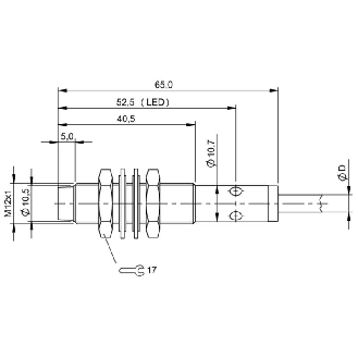 DPI M12 ANA 0-10V P1-4mm lg65(30.5)mm Laiton / Câble 5m PUR-Lire la description