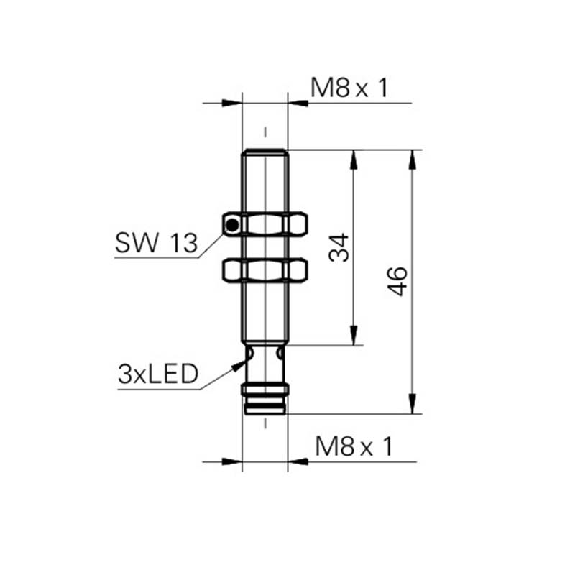 DPI M08 PNP NF P2mm noyé lg46(34)mm Métal 5-36Vdc Facteur 1 / M08 3P-Lire la description