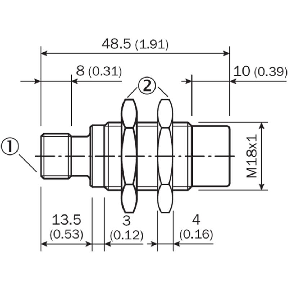 DPI M18 ANA 4-20mA/0-10V P0-20mm non noyé lg48,5(22)mm / M12 4P-Lire la description