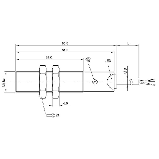 DPC M18 2 fils AC/DC NF P6.5mm non noyé PBT 20-250Vac/dc / Câble 2m-Lire la description