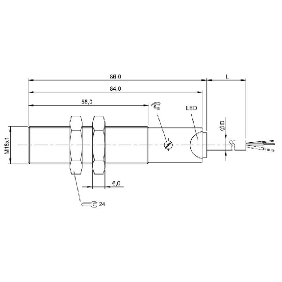 DPC M18 2 fils AC/DC NF P6.5mm non noyé PBT 20-250Vac/dc / Câble 2m-Lire la description