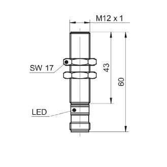 DPI M12 PNP NO P4mm noyé lg55mm Inox IP68/69K WD / M12 4P-Lire la description
