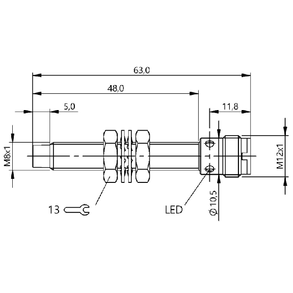 DPI M08 NPN NO P4mm non noyé 65,5(51)mm Inox 10-30Vdc / M12 4P-Lire la description