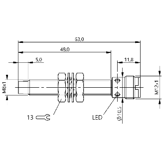 DPI M08 NPN NO P4mm non noyé 65,5(51)mm Inox 10-30Vdc / M12 4P-Lire la description