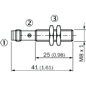 DPI M08 NPN NO P3mm quasi-noyé lg41(25)mm Laiton 10-30Vdc / M08 3P-Lire la description