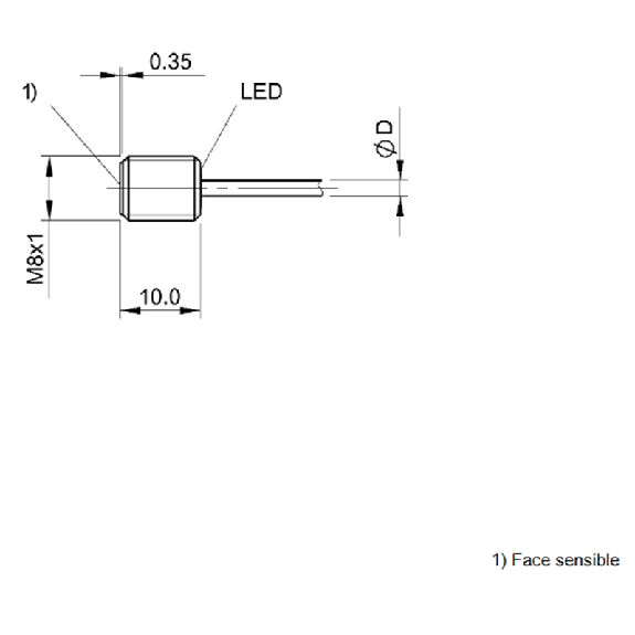 DPI M08 NPN NO P1,5mm noyé lg10mm Inox 10-30Vdc / Câble 2m PUR-Lire la description