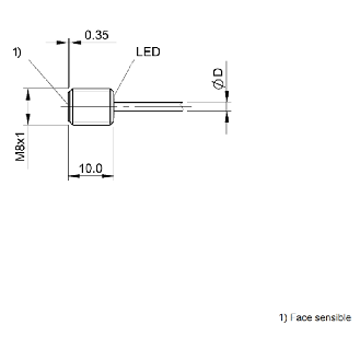 DPI M08 NPN NO P1,5mm noyé lg10mm Inox 10-30Vdc / Câble 2m PUR-Lire la description