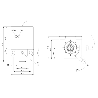 DPI Rect. PNP NO P30mm non noyé 40x40x62mm PBT / M12 4P-Lire la description