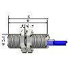 DPI Ex M12 2 fils DC NAMUR P2mm noyé 35(33)mm Laiton / Câble 2m