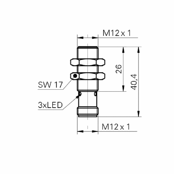 DPI M12 PNP NO P4mm noyé lg40(26)mm Laiton 10-30Vdc / M12 4P-Lire la description