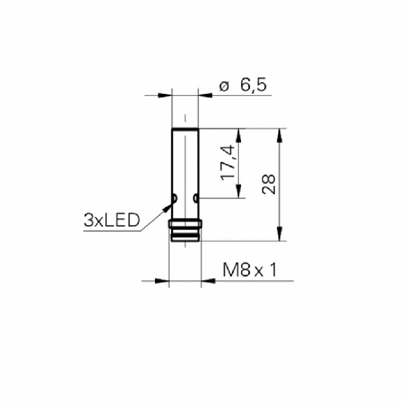 DPI D6,5 NPN NF P2mm noyé lg28mm 10-30Vdc / M08 3P-Lire la description