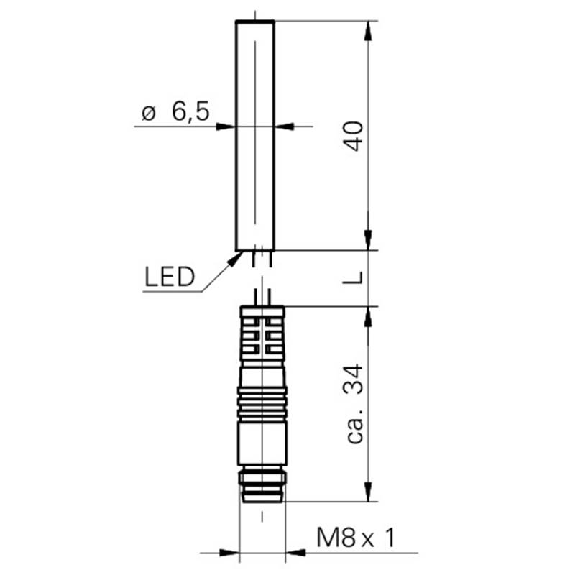 DPI D6,5 PNP NO P2mm noyé lg40mm 10-30Vdc / M08 3P+C0.2m-Lire la description