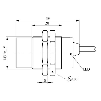 DPI M30 PNP NO+NF P20mm non noyé 59(28)mm Laiton / Câble 2m PVC-Lire la description