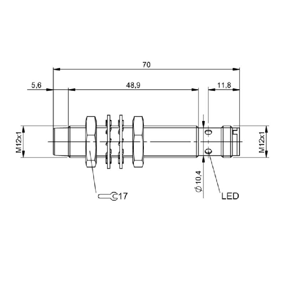 DPI M12 PNP NO+NF P4mm non noyé lg70(48.9)mm Inox 10-30Vdc / M12 4P DPI M12 PNP NO+NF P4mm non noyé lg70(48.9)mm Inox 10-30Vdc / M12 4P-Lire la description